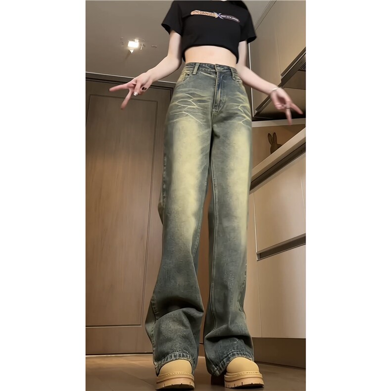 抖音品质春季新款美式高街复古微喇牛仔裤B315-K24017-P60控78,男装牛仔裤,电商B315