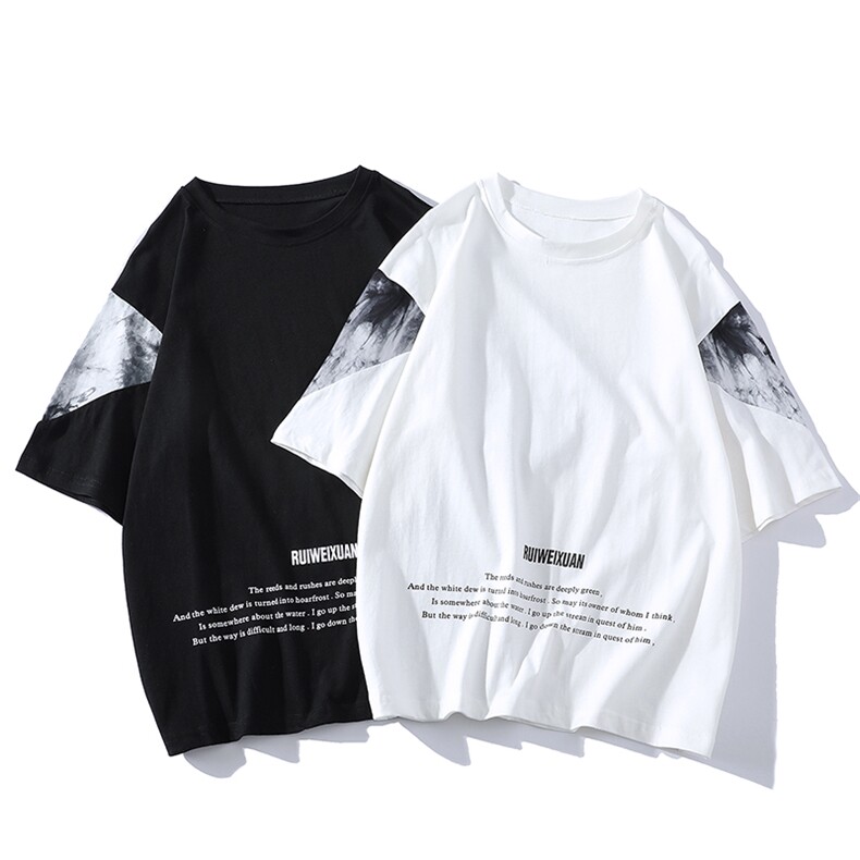 货足8XL-M 平铺纯短袖T恤男2023夏季新款潮男扎染半袖大码体恤图片