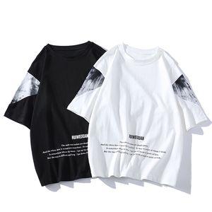货足8XL-M 平铺纯短袖T恤男2023夏季新款潮男扎染半袖大码体恤图片