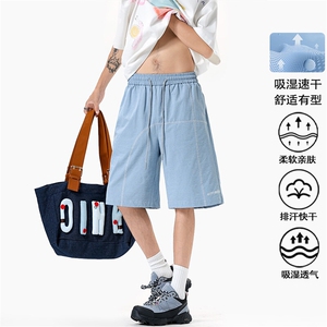 特批P25无差价夏季潮流速干明线冰丝凉感大码轻薄五分裤男DK5845图片