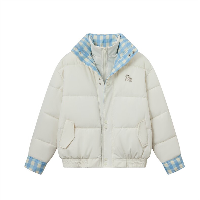 A555-P100冬季新款潮牌设计感双层领格子拼接棉服,男装棉衣,星座911