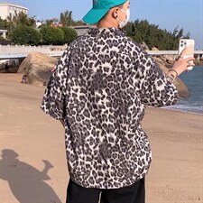 短袖衬衫春款男港风潮流冰丝豹纹五分袖衬衫CS17P30，男装衬衫，星座1116-2