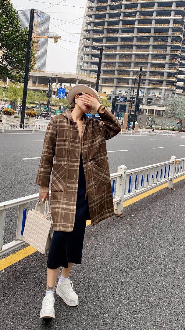 帽子拼皮款羊毛大衣加，其它，佐妍千黛