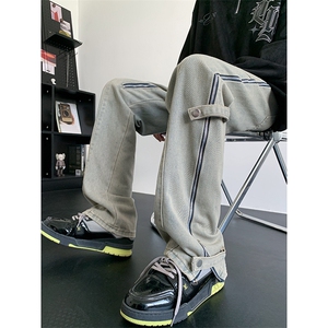 欧美炸街牛仔裤男秋季高街潮牌拉链工装牛仔裤 N1498-P55图片