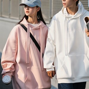 22秋装新品情侣卫衣连帽卫衣简约绣花外套宽松上衣G1017P68男