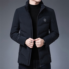 冬季新款羽绒服中年男士立领常规厚款90%羽绒外套KCN20822-5-P235，男装羽绒服，电商B212（原钱塘6029）
