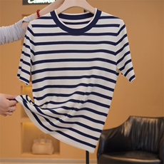 夏季新款女士休闲百搭通勤时尚圆领短袖，女装T恤，端硕羊绒