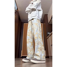 美式vibe扎染满印牛仔裤男款cleanfit潮牌水洗弯刀裤直筒微喇长裤，男装牛仔裤，星座218-1（原230）