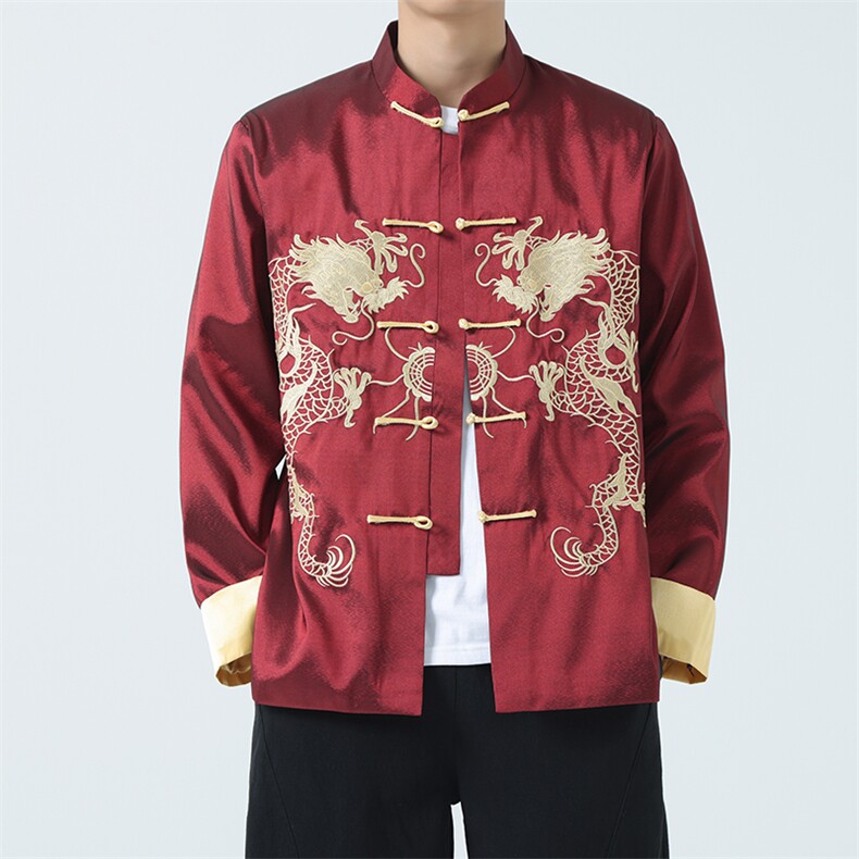 JK2319^风复古刺绣唐装外套男新中式青年改良汉服夹克图片