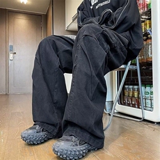工装休闲裤男士韩版潮褶皱大口袋个性2025春季ins长裤K5863-P53，男装休闲裤，星座412-2