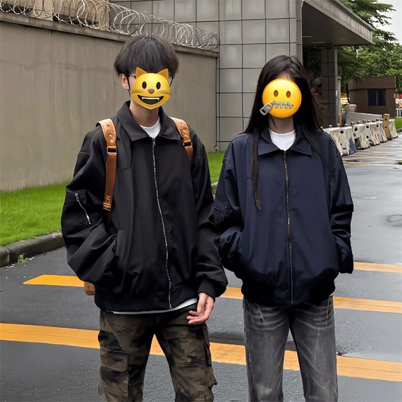 美式bomber飞行夹克男女春秋潮牌cleanfit外套翻领短款工装棒球服,男装夹克,星座601-1