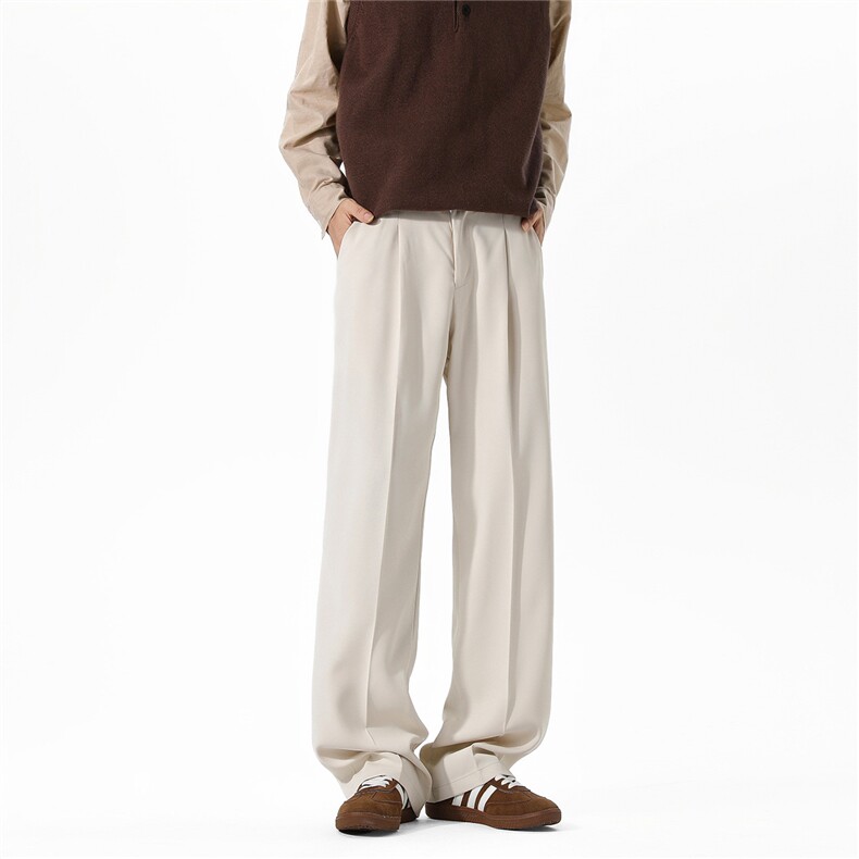 2025秋冬纯色休闲裤男拖地裤百塔小直筒垂感小西裤K3340-特P30，男装休闲裤，电商042