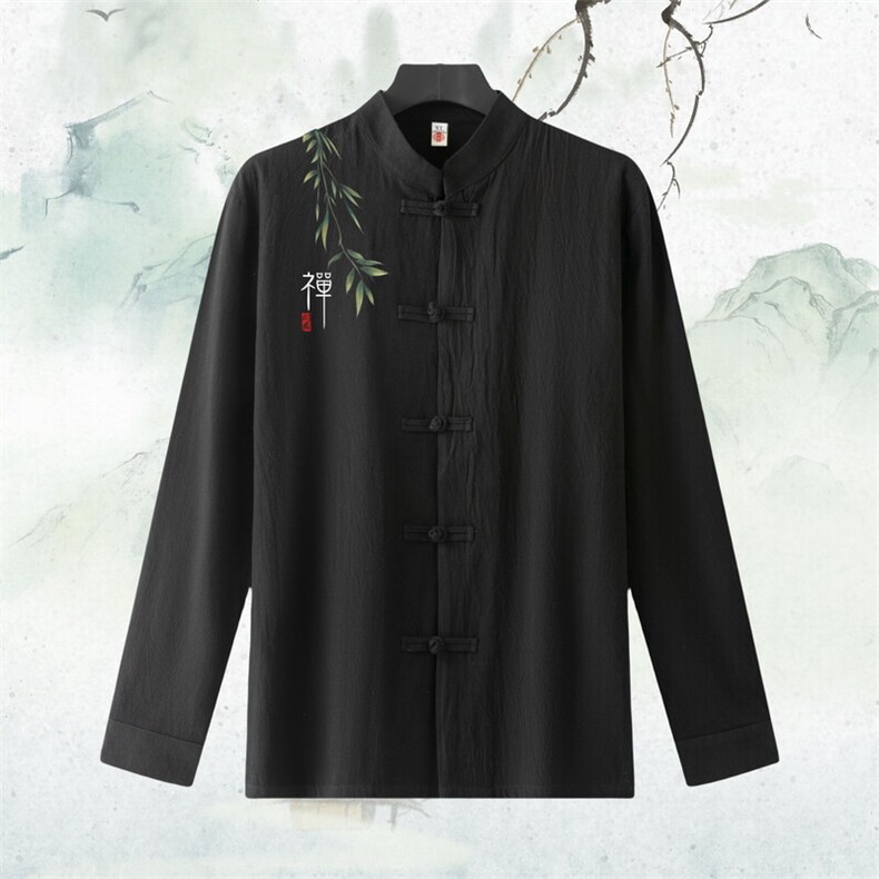 男士衬衫长袖衬衣盘扣立领唐装风XZ1512-71614-P40,男装衬衫,星座1512