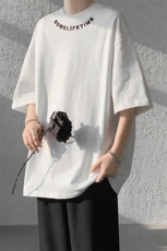 8XL-M特大码正肩纯棉短袖t恤男夏季刺绣上衣白色内搭打底DX309P35，男装T恤，电商D206-1