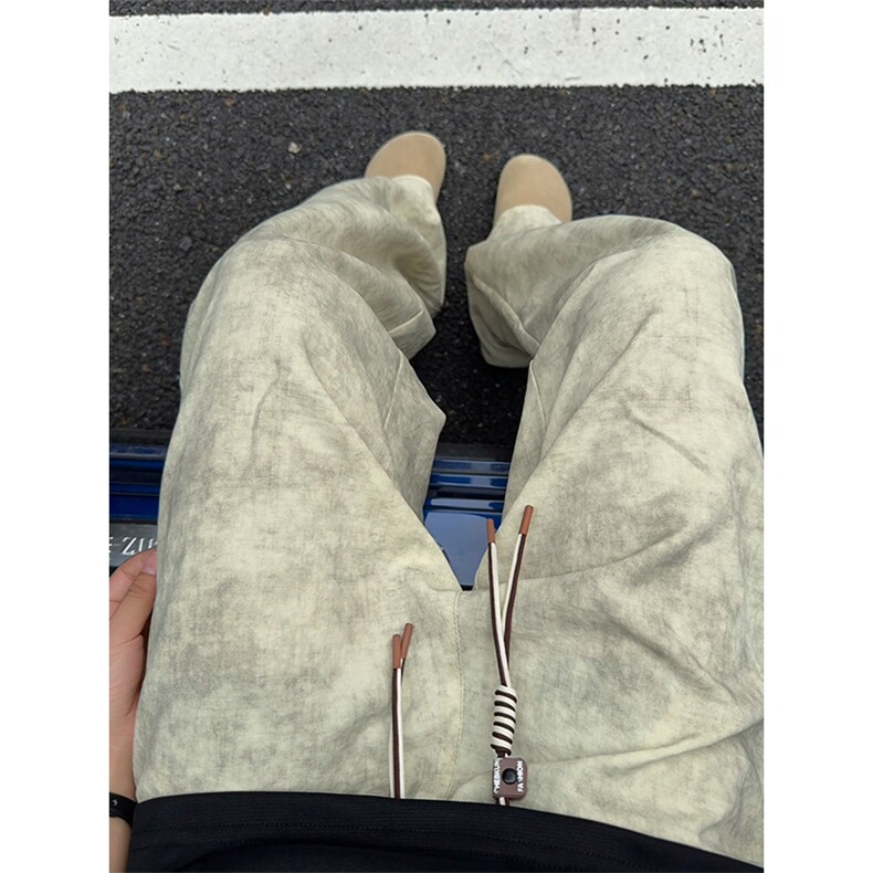 扎染冰丝裤男夏季潮牌高级感宽松大码凉感休闲裤青少年痞帅长裤子,男装休闲裤,电商A001