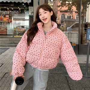 2025新款冬季超好看棉服女学生小个子波点棉袄短款休闲棉衣外套女图片