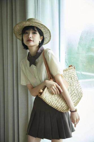 现货夏款衬衫领口两穿上衣服，女装衬衫，OL