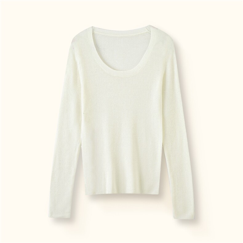 2025年秋季套头U领时尚百搭通勤简约休闲长袖，女装针织衫/毛衣，万禾羊绒