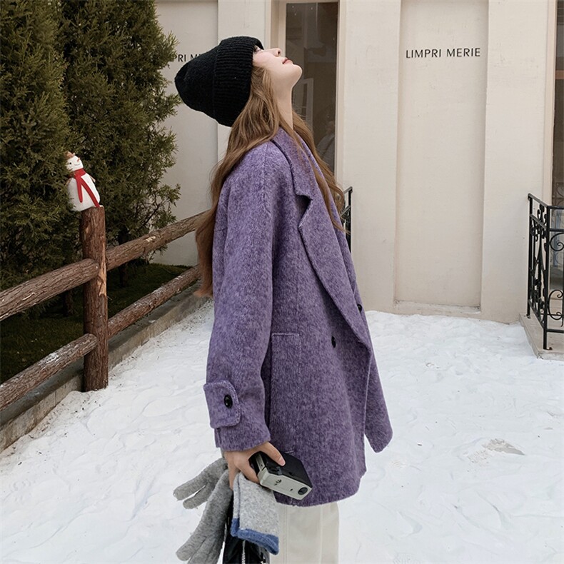 【新款】紫色双面呢大衣2C115-2361-P255-K378,女装羊绒大衣,2C115