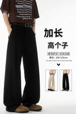 高个子加长男裤亚麻西裤宽松慵懒日系190cm115休闲直筒裤KZ06965，男装休闲裤，电商B312