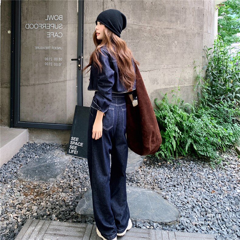 (新款现货）2026春装活性牛仔面料肩章可脱卸两件套拉链连体裤，女装连体裤，印象茜