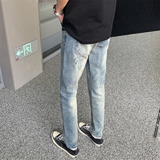个性十字架潮牌修身小脚裤610A-1-YK9918-P53，男装牛仔裤，星座610A-1