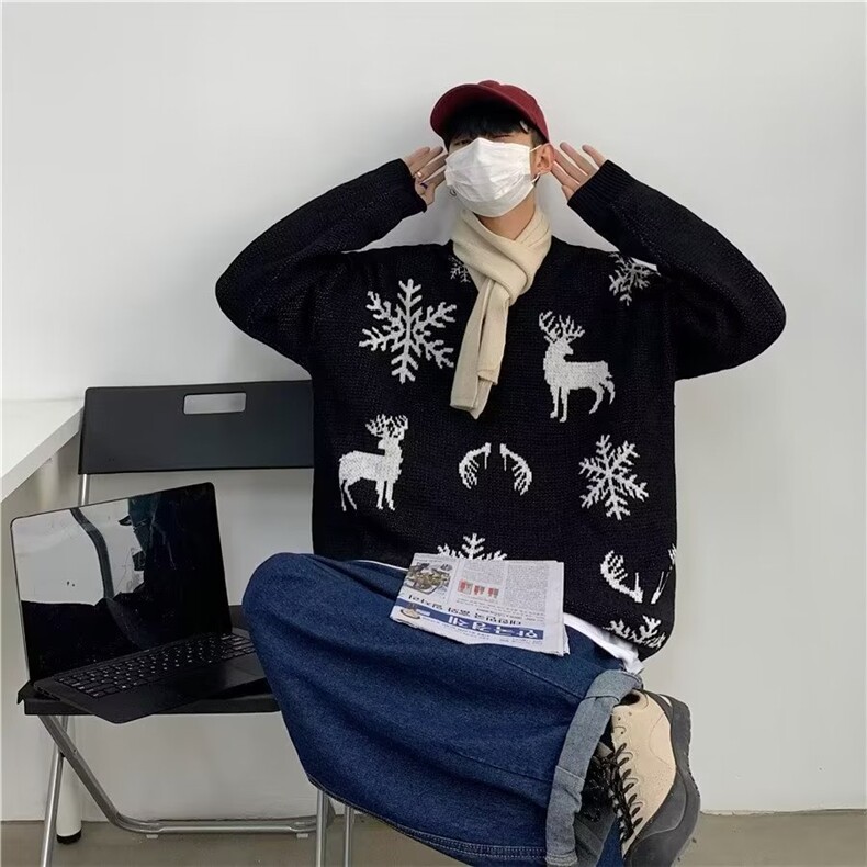 圣诞毛衣男生潮韩版慵懒风情侣装麋鹿冬季圆领Z215-P45,男装针织衫/毛衣,星座1109-3