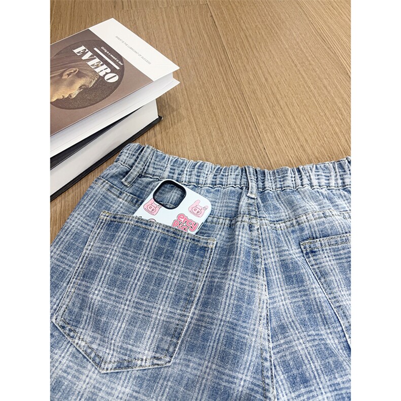 B221美式ins暗黑高街个性直筒格子牛仔裤LK25571-特P45控78,男装牛仔裤,电商B221