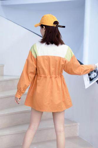 2021春款撞色风衣外套，女装风衣，红雀纺