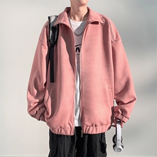 J6613P68光影墙抖音高品质百搭反光条拼接宽松休闲麂皮绒外套，男装夹克，电商A026-1