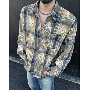 美式高街潮流格子衬衫潮牌宽松休闲上衣A086-CS2201-特批价30图片