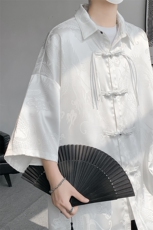 8XL-M特大码衬衫男新中式龙凤醋酸绸缎风外套五分袖CS513P45，男装衬衫，电商D206-1
