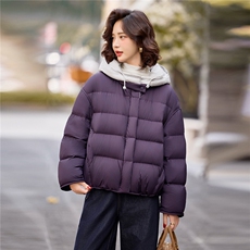 90白鸭绒羽绒服女2025年冬季新款时尚撞色连帽宽松羽绒服外套，女装羽绒服，沁沁公主