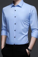 2023秋季新款免烫竹纤维衬衫男士长袖商务休闲衬衣修身打底衫P58，男装衬衫，星座1105-3