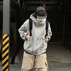 抖音得物高品质秋冬美式高街重磅结构辑明线纹理连帽卫衣外套W111，男装卫衣，电商A486