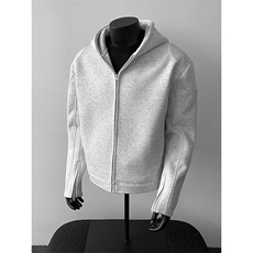 WY839-尺码M-3XL-P65-短款正肩机车拉链卫衣立领开衫外套连帽衫，男装工装外套，星座1811B