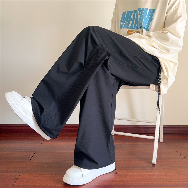 抖音品质秋季新款潮流速干褶皱宽松休闲裤B315-K25474-特p40控78图片