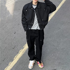 W11031-P70网图现货春季新款穿搭短款垫肩外套高级感痞帅夹克，男装夹克，星座1608