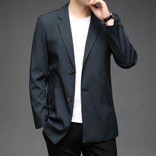 风衣男中长款中款春秋季薄款商务休闲黑色英伦风秋装翻领西装外套，男装风衣，电商B212（原钱塘6029）