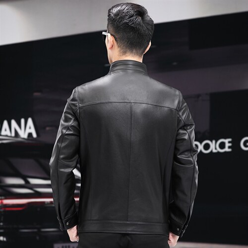 XC2105新款2021真皮机车头层牛皮修身皮夹克男士外套皮衣翻领P450，男装夹克，电商B360A（原721A）