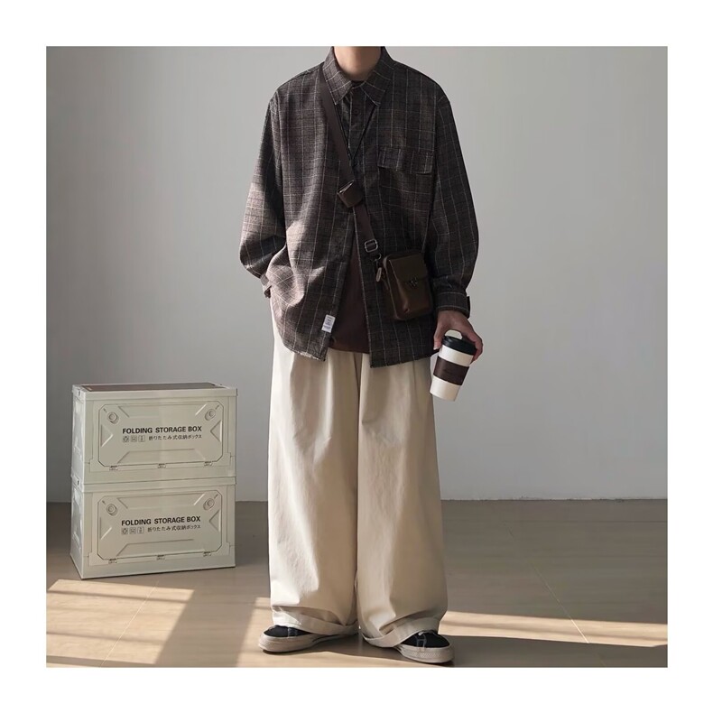 POLO领格子长袖复古休闲薄款防晒衬衣外套上衣大地色系格纹衬衫,男装防晒衣,星座506A