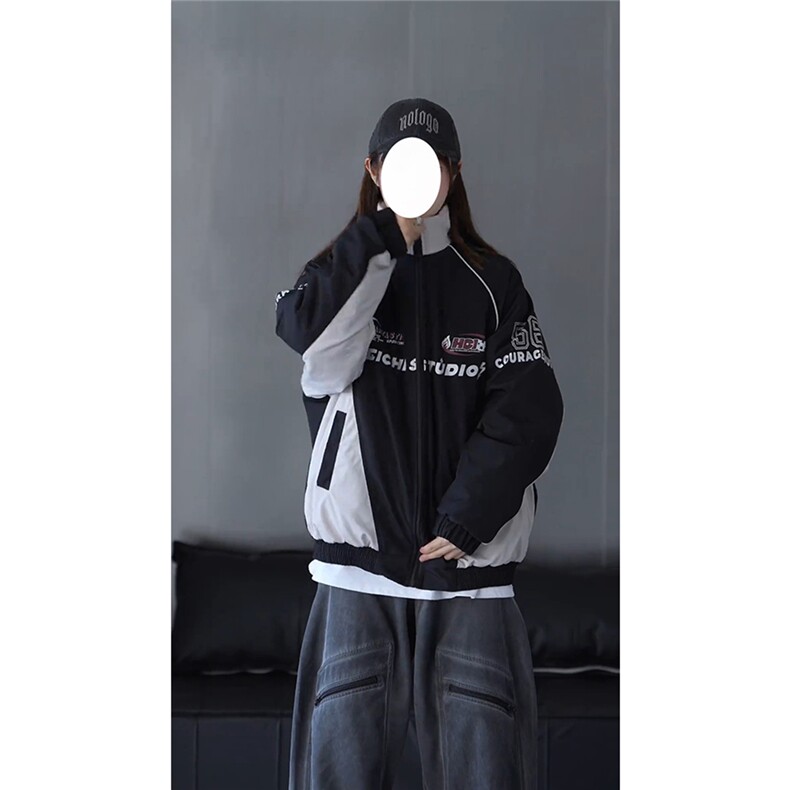 抖音视频截图只展示大货印花立领机车潮牌棉服77950特P85,男装棉衣,星座226-2