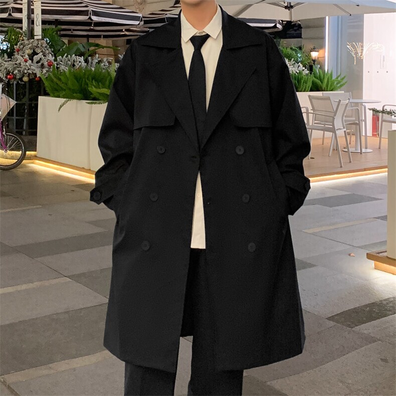 现货中长款大衣男2025新款春季外套高级感英伦风衣F02525-P98,男装风衣,星座308B-2