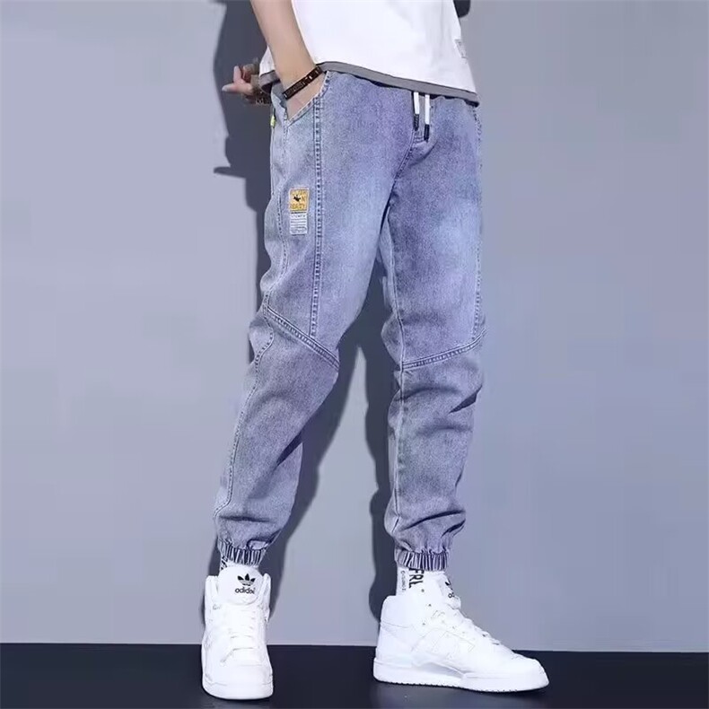 男士牛仔裤潮牌2026新款工装宽松束脚哈伦百搭帅气休闲长裤子大码,男装牛仔裤,星座715-4