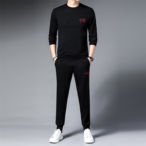 运动套装春季新款T恤套装男装潮流衣服上衣时尚长袖休闲宽松套装图片