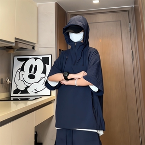量大优 供视频 泡泡纱夏款连帽短袖t恤男 CP73-特p35图片