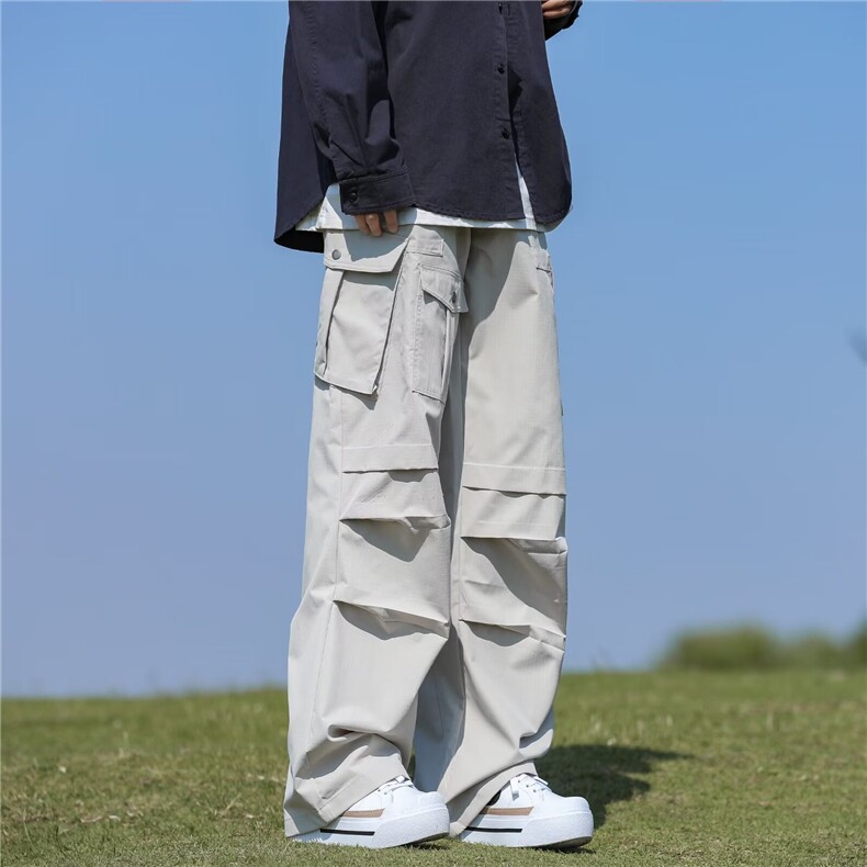 美式复古多口袋速干工装裤男女潮牌夏季宽松休闲伞兵裤男Q125/P50,男装工装外套,星座506