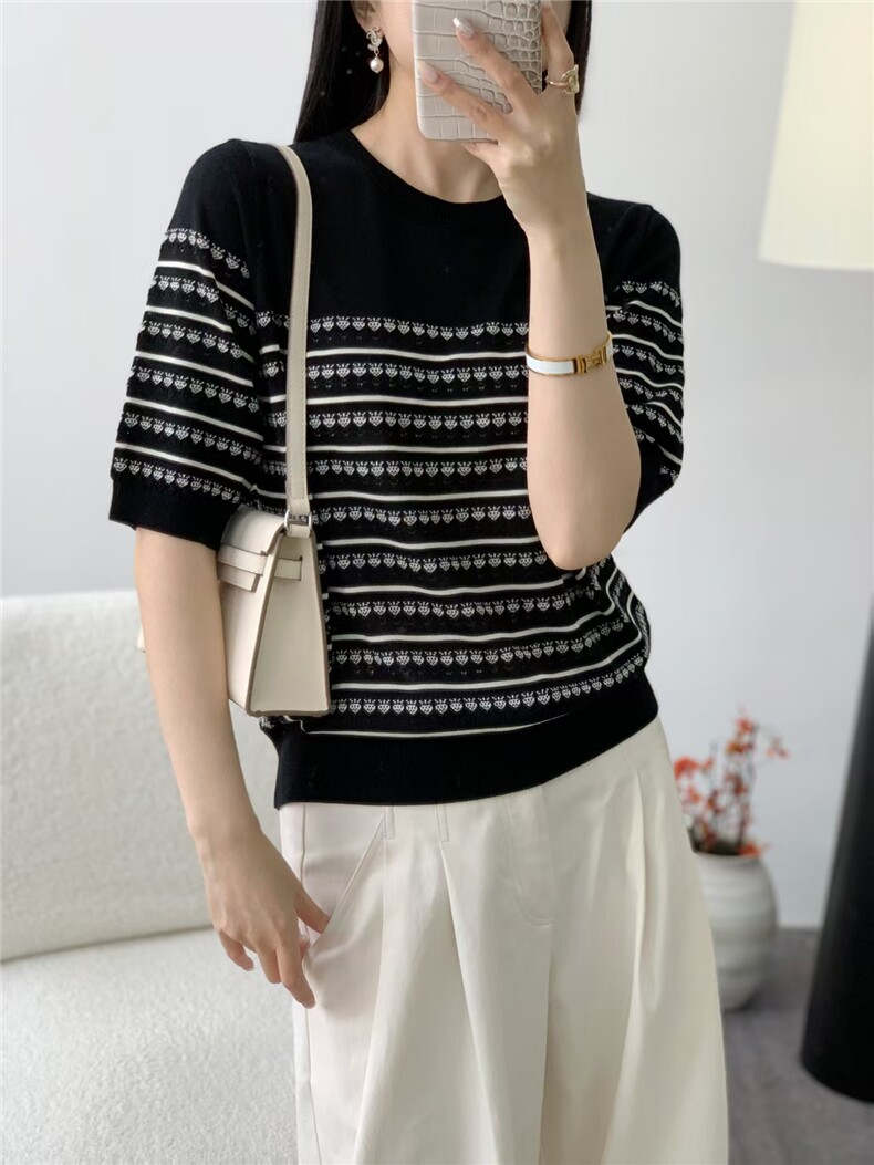 莱赛尔天丝PO领单色藏青色，女装T恤，晨旭羊绒