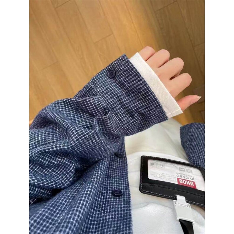 TC662-p45格子加厚磨毛上衣毛呢衬衫松弛感宽松显瘦长袖衬衣,女装衬衫,星座617A-2