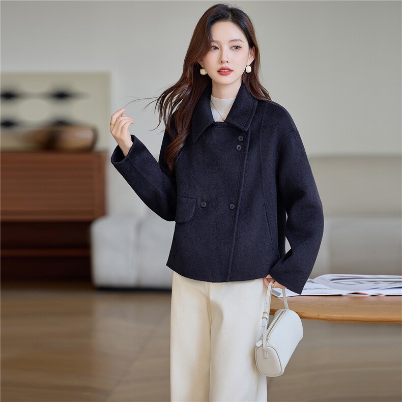 现货双面呢羊绒大衣，女装羊绒大衣，韩派